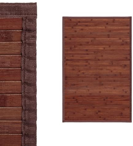 Alfombra Antideslizante, Alfombra de Madera de Bambú, Antimanchas, Resistente a la Humedad, para Salón, Dormitorio, Cocina, Baño, Pasillo (Marron)