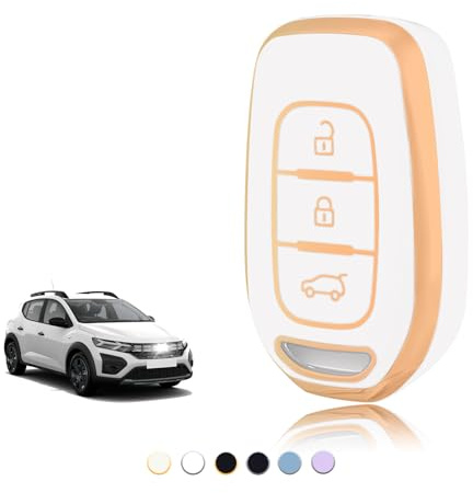 TOOMUME Schlüsselhülle TPU, Autoschlüssel Hülle Passt für Renault Twingo Kangoo Clio Symbol Kwid Dacia Logan Sandero Stepway Duster Dokker, Schlüsselcover Schutz Schlüsselgehäuse - Smart Key