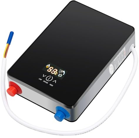 WooDerson 6500W Elektrische Warmwasserbereiter Mit Led Anzeige, 220V Wassererhitzer Wasserdichtes Niveau IPX4, Durchlauferhitzer Für Küchen, Bäder, Restaurants Usw (Schwarz)