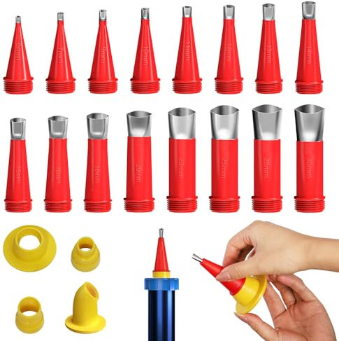 Universal Integrated Edelstahl Düse Silikon Set, Kaluofan 24PCS Verschiedene Größen Kartuschenspitzen, Silikonspitzen, Silikon Düse With 8 Gummibasis für Fenster Badezimmer