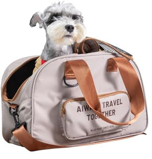 Galatée Hundetragetasche, Kleine Hundetragetasche, Weiche Haustiertragetasche Mit Taschen, Von Fluggesellschaften Zugelassene Katzentasche Mit Atmungsaktivem Netz(Grau)