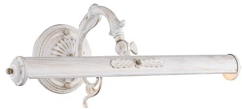 Licht-Erlebnisse Bilderlampe Weiß Metall verstellbar 44,5 cm breit E14 2-flammig Jugendstil Bildbeleuchtung Wand Wohnzimmer Bilderleuchte Spiegelleuchte