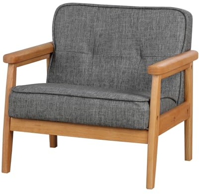 DGBAOBEI Wooden Kids Sofa Chair Comfortable PVC Child's Chair for Children(Dark Grey)