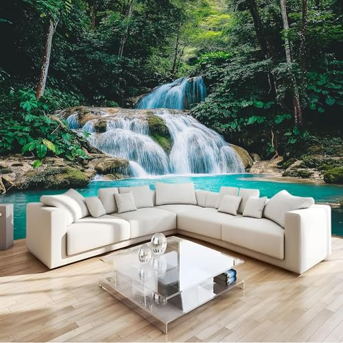 Générique Papier Peint Intissé 200 x 140 cm - Panoramique Image Paysage Naturel Jungle Cascade Maison Chambre Déco Photo Murale Décorative Tenture Murale pour Appartement Décoration Salon