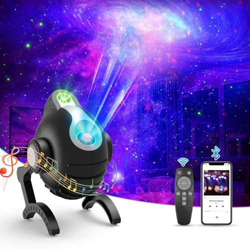 YONHUIZI Galaxy Projector, Robot dog Star Projector Built-in Bluetooth Speaker, Night Lights LED Star Projector for Kids Adults, White Noise Aurora Projector for Home Decor/Relaxation/Party/Gift-Black