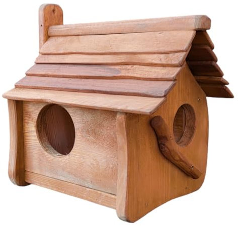 EkoMEBEL – Eichhörnchen-Nistkasten aus Holz – Handgefertigt in EU, Wetterfest und Imprägniert – Rustikales Haus mit 3 Eingängen für Garten, Park und Wald