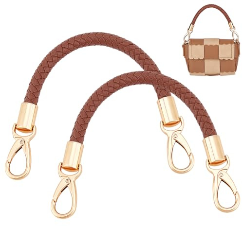 PH PandaHall 2 Stück Browne Geflochtene Taschengurte Aus PU Leder Für Handtaschengriffe 32cm Kurzer Taschengriff Ersatz Schultergurt Für Handtaschen Mit Verschlüssen Für Die Herstellung von Tasche