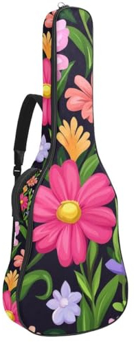 Gitarrentasche in voller Größe, 101,6 cm, 104,4 cm, 106,7 cm, Tragetasche für E-Bass, klassische Gitarre, bunte Rosen und Blumen, Leopardenmuster, Mehrfarbig 04, 42.9x16.9x4.7 in, Lässiger