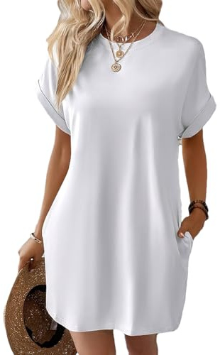aromm Femme Robe d'été Tshirt Décontracté Manche Courte Plage Couvertures avec Poches