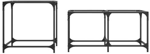 HEFZGDB Satztische 2 STK. mit Glasplatte Transparent Stahl Blumentisch Couchtisch Klein Couch Tisch Wohnzimmer Coffe Table für Tagungsraum Garten Innenhof Wohnzimmer