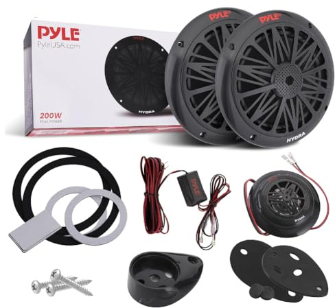KIT SET PER PYLE PLMR6KB 1 kit a 2 vie da 6,5 16,5 cm 165 mm, 100 watt rms 200 watt max, 2 woofer, 2 tweeter, 2 crossover, impermeabili waterproof, barca, hotel, piscina, colore nero, 1 kit