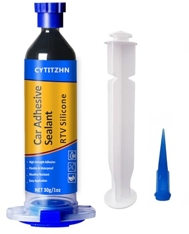RTV Silicone Adhesive Sealant for Cars - 100% Waterproof Silicone Automotive Sealant, High Strength Flexible Crack-Proof - Black Caulk for Windshield, Door, Gasket & Trim Repair (1oz/30g)