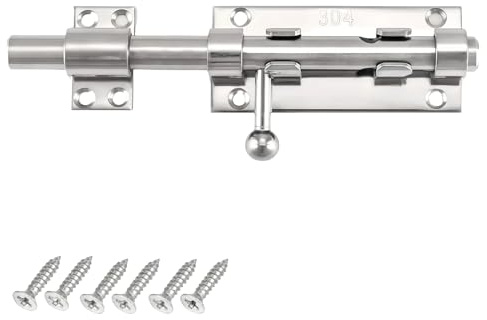 Slide Gate Latch Bolt 5 Inches Heavy Duty Door Lock Bolt with Screws Stainless Steel Door Latch Lock for Bathroom,Bedroom,Garden Doors,125CM*35CM
