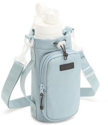 Azarxis Bolsa para Botella de Agua Funda para Botella Termo Portátil con Correa de Hombro Ajustable para Viaje Camping Excursión al Aire Libre (Azul)