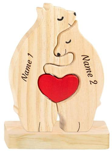 XSTZR Personalisierte Holz Namens-Puzzle Bären-Familienpuzzle mit Namen | Geschenk für Weihnachten, Muttertag, Geburtstag, Einzug | Dekoration für Mama, Papa & Familie (Der Bär 2)