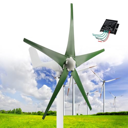MESOVFCA 12000W Wind Turbine Generator Kit for Home, Wind Generator 12V/24V/48V, Low Start-Up Speed Free-Energy Generator Wind Power Generator Kit, Industrial Energy Windmill Generator,Green-12V