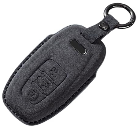ontto Coque de protection per chiave di auto compatibile con Audi A5 S5 A6 C7 4G A7 Q5 A4 B8 A8 RS4 RS5 S4 S5 S6 S7 SQ5 2013-2018 Keyless Go in pelle scamosciata, A nero