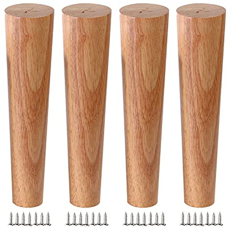 LIPJIA Table Leg Furniture Support Leg Wood, 4 Pcs Table Legs, Cabinet Chair Sofa Bed Desk Replacement Furniture Feet, Non-slip, With Accessories,Wooden-40cm/15.7in