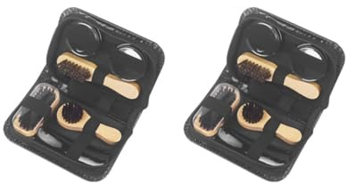 OJREEUB Kit de cuidado de zapatos de cuero, herramientas de limpieza portátiles para accesorios de reparación del hogar, 2 juegos de (negro), Bag Size 17cmx10.3cmx5cm