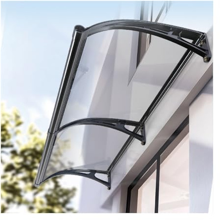 HBOOMOEM Toit Marquise avec GouttièRe，Banne Incurvé，Auvent De Porte D'EntréE Transparent，Convient Aux Terrasses, Balcons, Avant-Toits De FenêTres, Porches Et Jardins.(80cm/31.5in*140cm/55in)