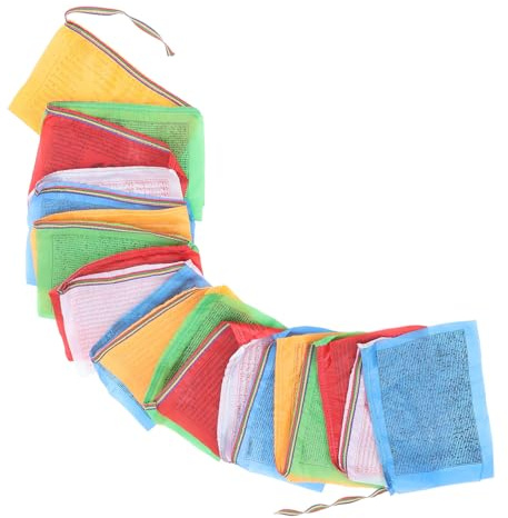 SECFOU 20 Stück Teiliges Tibetische Gebetsfahnen Bunte Pferde flaggen aus Satin Wetterbeständig für Garten Deko Meditation und Buddhistische Zeremonien pro Fahne