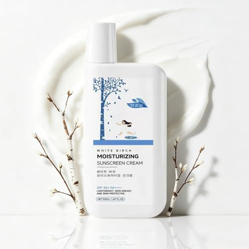 Birch Juice Mineral Sunscreen SPF 50, SPF 50 Broad Spectrum UV Defence,50ml | Lightweight Korean Sunscreen Sun Cream for Sensitive Skin, Daily Hydrating SPF 50 Sunscreen with Invisible Finish