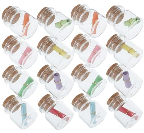 FRCOLOR 24pièces Mini Bouteilles Verre avec Bouchons Liège Petits Pots Transparents pour Décorations de Bouteilles Mini-Bouteilles avec Couvercles pour Mariage et Shower