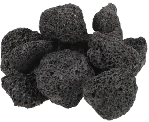 WRITWAA 6 Packs Aquarium Black Lava Rock, Fish Tank Volcanic Pumice Stones, Natural Volcanic Stones for Succulent Planter Vase Bonsai Garden, 100g/pack Variable Sizes