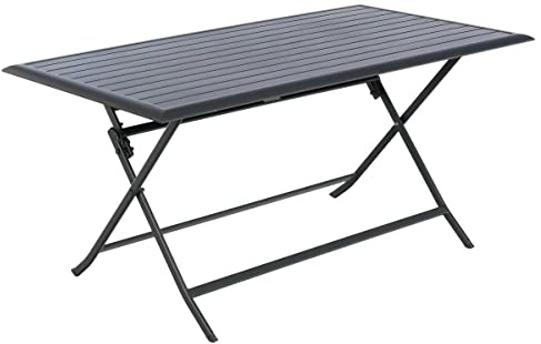 HESPERIDE - Table de Jardin Pliante Rectangulaire Azua Gris Graphite - 6 Places - Aluminium Traité Epoxy Antirouille