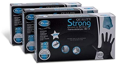 Guanti in nitrile Ro.ial CARTONE 10pz (L nero)