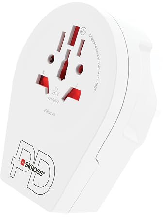 SKROSS - World to UK USB C20PD - UK TRAVEL ADAPTER UK from Euro, Australia, UK, USA, JAPAN, Brazil and China - USB Coating C 3A Fast Charger