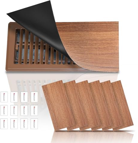 Cubiertas magnéticas de ventilación de suelo 30,5 x 14 cm, 6 Paquete Cubiertas de ventilación para el hogar, HVAC y aire acondicionado, para el hogar, piso, techo, cortados a medida, Grano de madera