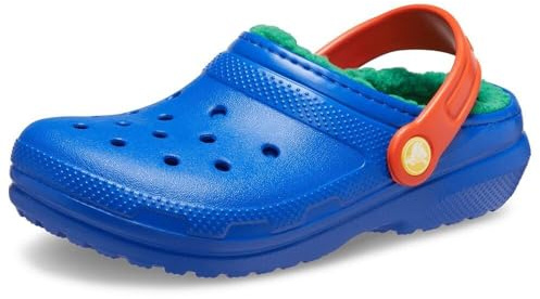 Crocs Kids Clogs, Classic Lined Clog T, Blue Bolt/Multi,9 UK Child
