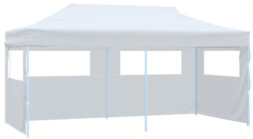 Tendone pieghevole per feste con pareti laterali, 3 x 6 m, in acciaio, colore: Bianco