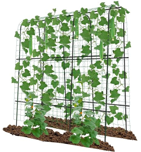 SUNYRISY Treillis d'arche de jardin, treillis en métal pour plantes grimpantes d'extérieur, 180,3 x 180,3 x 40,9 cm de haut, support de plantes pour vigne, concombre, tomate, raisin, légumes grimpants