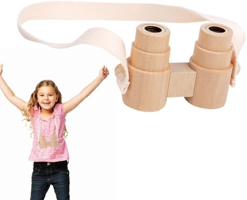 Hobngmuc Jumelles en Bois pour Enfant, Jouet De Jumelles Pliantes Et Réglables, Jouet De Jeu De Rôle pour Enfant, Ensembles D'explorateurs pour Garçons Et Filles (Modèle B)