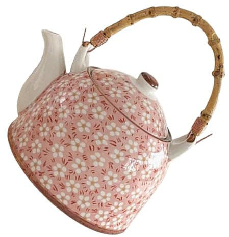 ARTSEWPLY Porcelain Tea Infuser Teapot Kettle Filter Stovetop Large Capacity Gas Stove Vintage Style Ceramic Tea Pot for Family and Restaurant Use Random Style