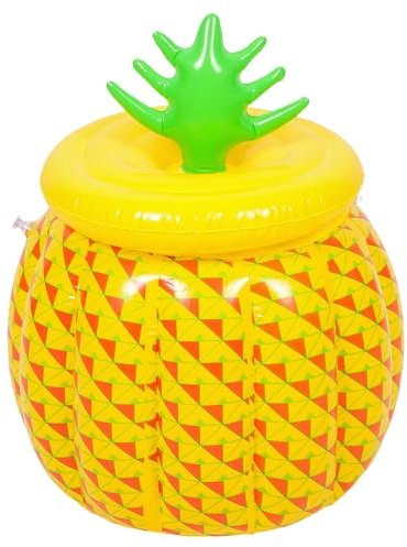 TOPPERFUN Inflatable Pineapple Ice Bucket, Foldable PVC Beer Holder Water Cooler, Lightweight Multi-Functional Design for Travelling and Camping, Hawaiian Party Supplies