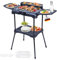 Sommertal BBQ231 Elektrogrill | Balkongrill | 2200W | Camping Grill | 2in1 Tischgrill mit Standfuß | stufenloser Temperaturregler | Ablagefläche | schnelles Aufheizen | Windschutz