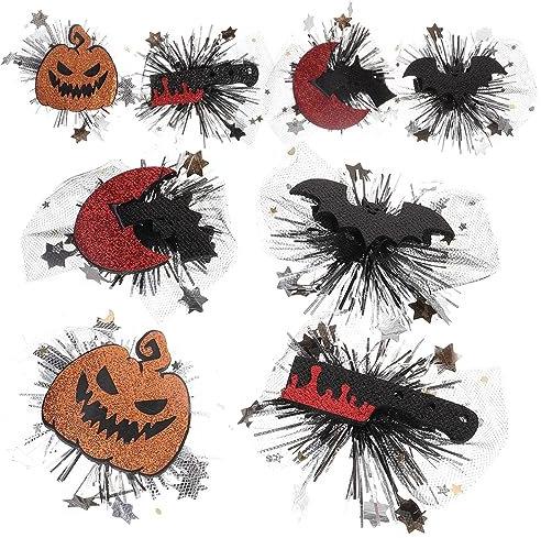 NIYANGLE 8 Pièces Clips de Cheveux Halloween Accessoires de Fête Amusants et Filles Épingles à Cheveux Uniques Motifs de Fantômes Bats et Couteaux Sanguinolents