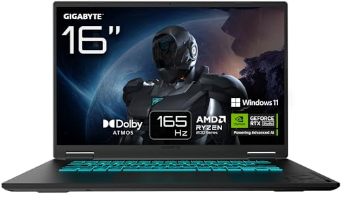 Gigabyte GAMING A16 Laptop - 16, 165Hz WUXGA, Ryzen 7 260, RTX 5050, 16GB DDR5 5200MHz, 1TB Gen4 SSD, Windows 11 Home, 2 Year Warranty, Dolby Atmos, GAMING A16 3THK3UK894SH