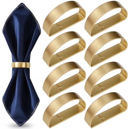 Serviettenringe, 8 Stück Elegante Serviettenringe Gold, Halbrund Design Metall Serviettenring für Hochzeiten, Weihnachten, Tischdekoration