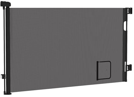 homewell 150cm Treppenschutzgitter Ausziehbare für Babys, Türschutzgitter mit Katzenklappe, Türschutz für Treppen/Türen/Innen & Außen, Einhändig Bedienbar
