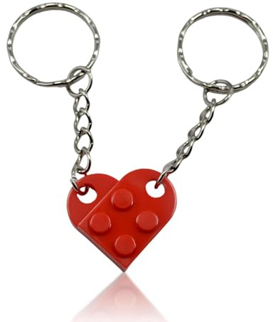 OBSEWAU 2 Piezas Llavero de Corazón, Llaveros De Corazón Para Parejas, Llavero Rojo De Ladrillo Bonitos para Marido Esposa Novia Novio Amistad (Rojo)