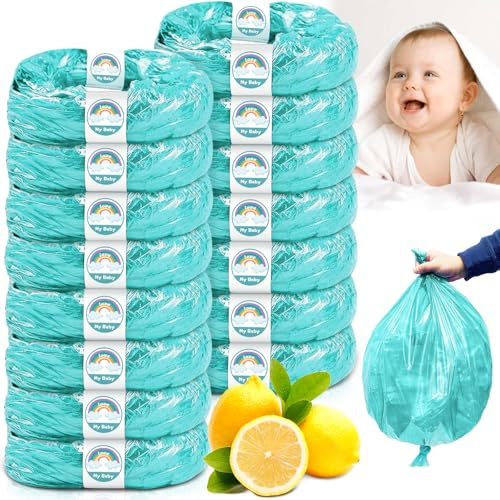 MKAKYES 15 Piezas Recambios Cubos de Pañales, 4,5M Recambios Papelera Pañales Originales, Recambios Cubos de Pañales Compatible con Todos Contenedores de Pañales, Antiodor