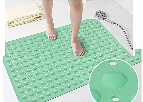 Ommda Badewanneneinlage mit Saugnäpfen Duschvorleger rutschfeste Duschmatte Naturkautschuk 0.7cm Grün 40x70cm