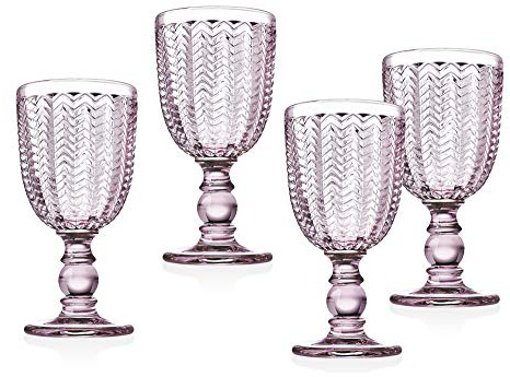 Godinger Red Wine Glass, Wine Glass, Stem Glass, Goblet Beverage Glass Cup – Rose Pink – 10oz, Set of 4