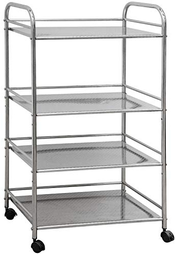 EYEPOWER Edelstahl Küchenwagen 4 Etagen 60x35x100 cm Servierwagen Bad-Rollwagen