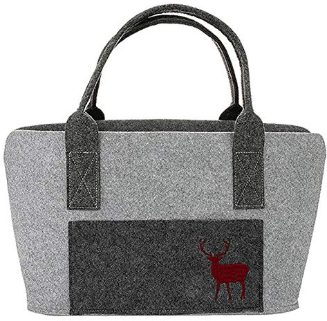 Gilde Shoppingtasche Filztasche mit Seitenfach hellgrau