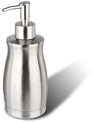 Stainless Steel Dispenser, ARKTEK Hand Soap Dispenser with Pump, Refillable Shampoo Lotion Bottle for Bathroom, Countertop, Kitchen, Laundry Room, 13.5oz, Sliver, Anti-Rust, Leak-Proof